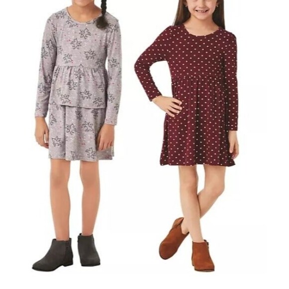 Girls 5T Dresses 2 pack Members Mark Knit Long sleeve A-Line - Picture 1 of 1